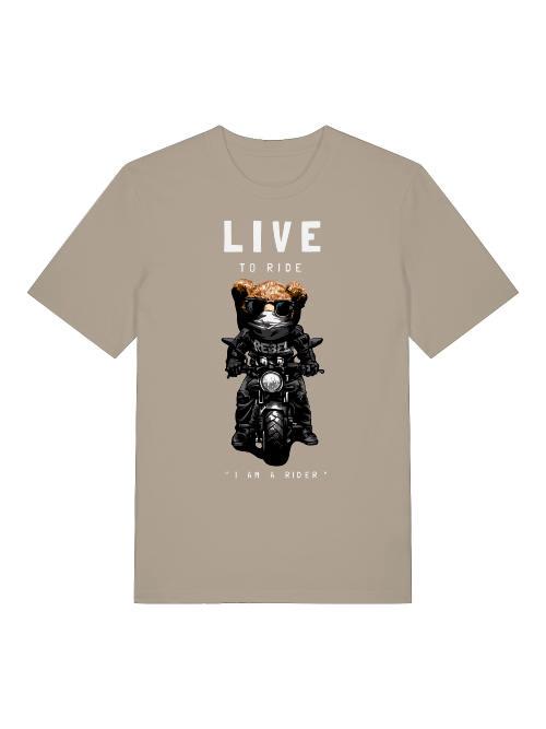 Biker Teddy Live to Ride Front - Unisex Erwachsenen Bio Baumwolle Kurzarm Shirt Creator T-Shirt 2.0 ST/St SH