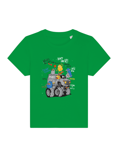 Monster Truck de dibujos animados con amigos - Camiseta Baby Creator