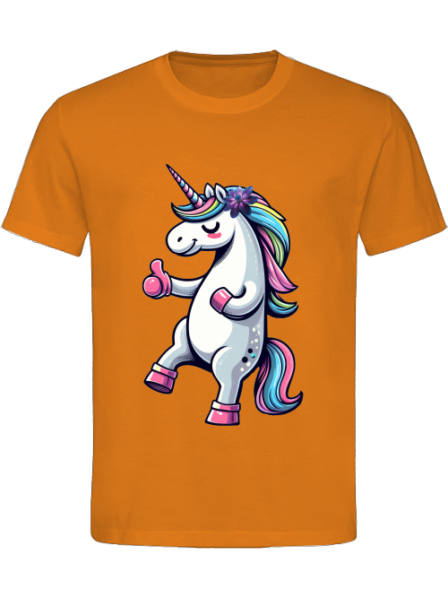 Heavy cotton t-shirt unicorn with thumbs up