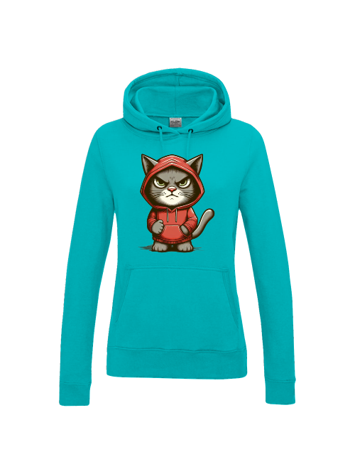 Girlie College Hoodie grimmige Katze