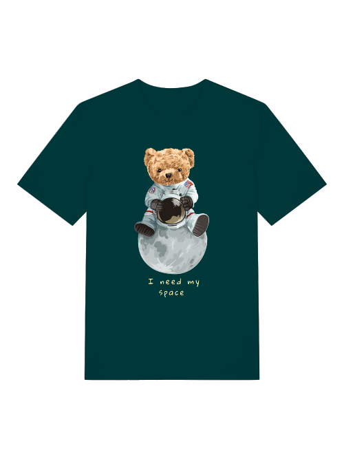 Astronaut Teddy Need my Space Front - Unisex Erwachsenen Bio Baumwolle Kurzarm Shirt Creator T-Shirt 2.0 ST/St SH