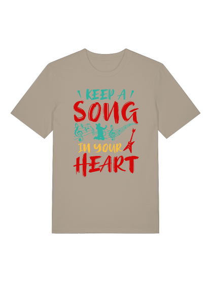 Keep a Song in your Heart color Front - Unisex Erwachsenen Bio Baumwolle T-Shirt Creator 2.0 ST/St SH