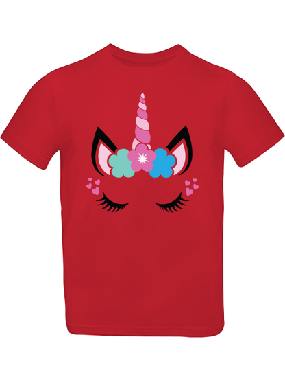 Camiseta infantil SK con estampado de unicornio, flor y corazón.