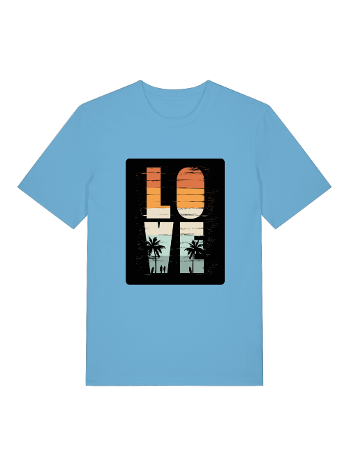 Retro Love Surfer Front - Unisex Erwachsenen Bio Baumwolle Kurzarm Shirt Creator T-Shirt 2.0 ST/ST SH