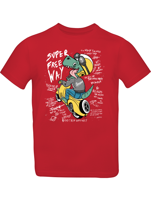 Camiseta Dinospeed de dibujos animados en scooter para niños