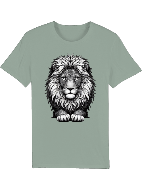 Creator T-Shirt Mandala Lion Head in gray