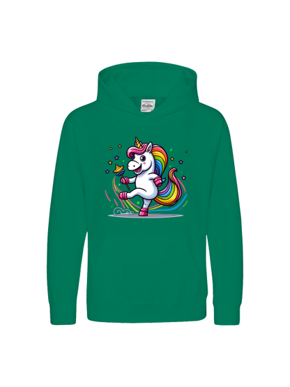 Sudadera con capucha premium para niños El dulce unicornio está bailando