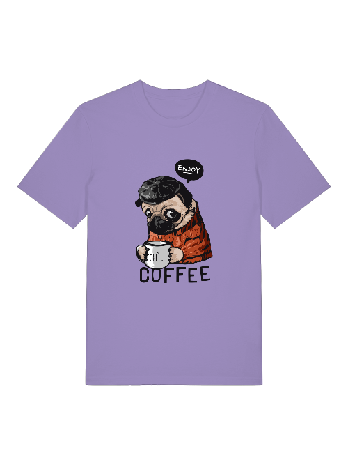 Dog enjoy coffee Chill Front - Unisex Erwachsenen Bio Baumwolle Kurzarm Shirt Creator T-Shirt 2.0 ST/ST SH
