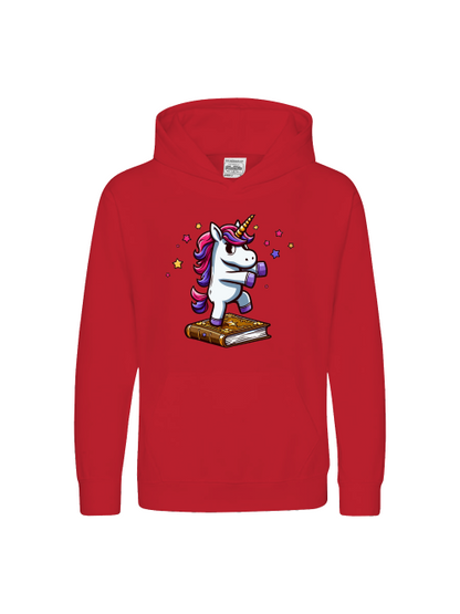 Unicornio bailando sobre un libro - Sudadera con capucha premium para niños SK