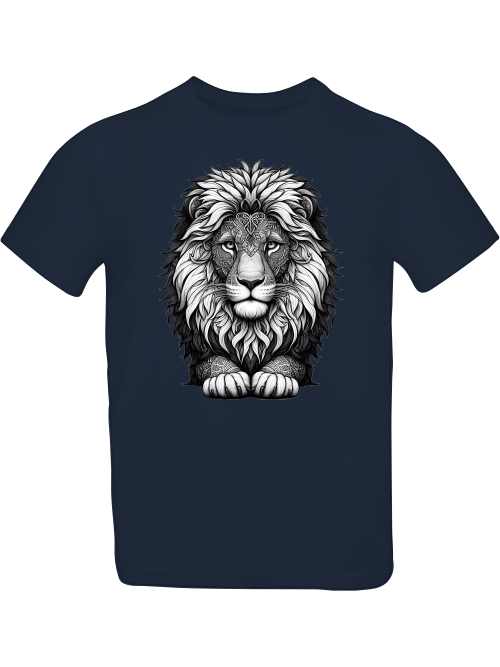 T-shirt kids mandala lion head in gray