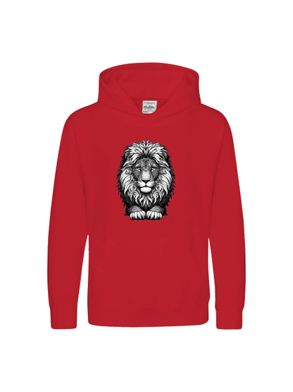 Sudadera con capucha premium para niños Sweet Mandala cabeza de león en gris