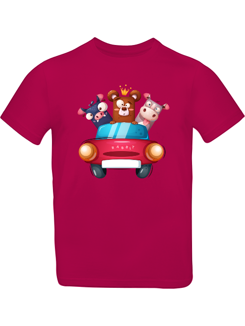 Camiseta para niños con diseño de dibujos animados Trio Cow Baer Piggy in Car