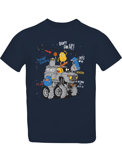 Camiseta de dibujos animados Monster Truck con amigos para niños