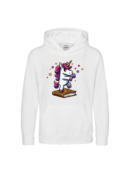 Unicornio bailando sobre un libro - Sudadera con capucha premium para niños SK