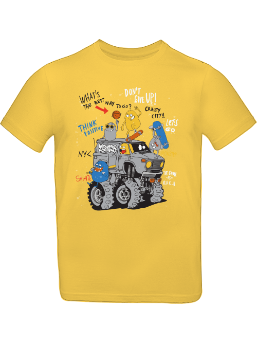 Camiseta de dibujos animados Monster Truck con amigos para niños