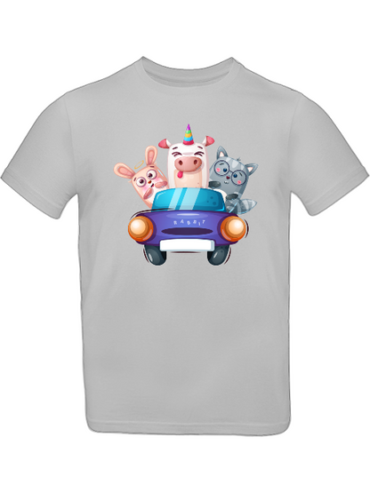 Camiseta infantil con estampado de dibujos animados de un cerdo, un conejo y un gato SK