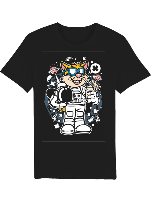 Camiseta de creador de astronauta de leopardo de dibujos animados