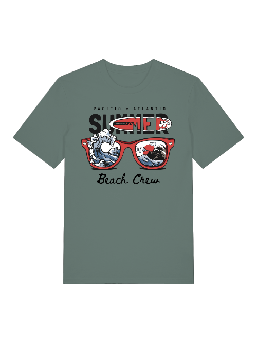 Pacific x Atlantic Summer Beach Crew Front - Unisex Erwachsenen Bio Baumwolle Kurzarm Shirt Creator T-Shirt 2.0 ST/St SK