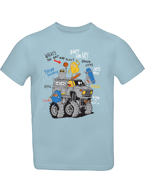 Camiseta de dibujos animados Monster Truck con amigos para niños