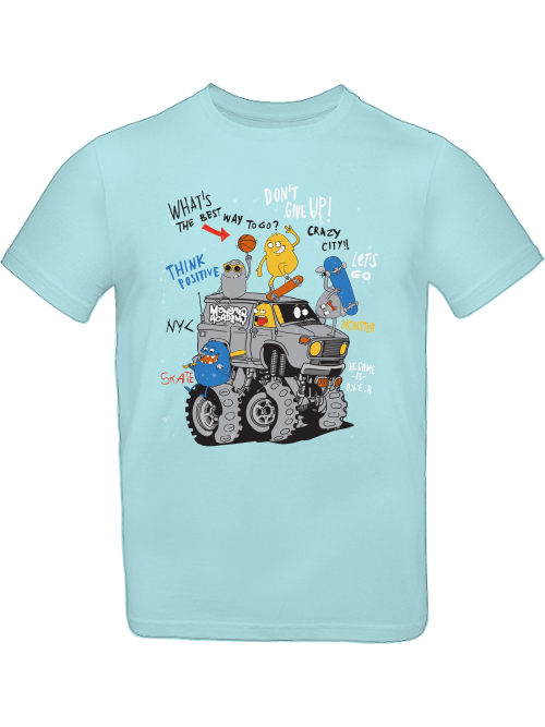 Camiseta de dibujos animados Monster Truck con amigos para niños