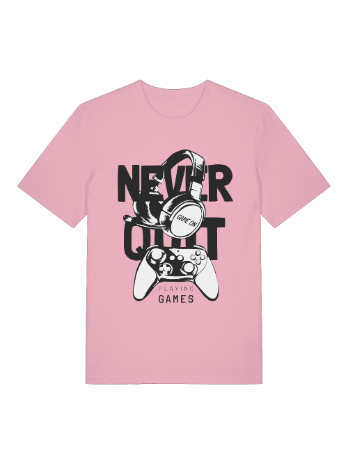 Never Quit Game on Playing Games Front - Unisex Erwachsenen Bio Baumwolle Kurzarm Shirt Creator T-Shirt 2.0 ST/ST SH