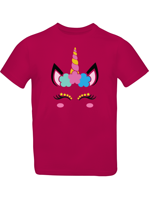 Einhorn Flower and Stars Unicorn Face T-Shirt Kids SK