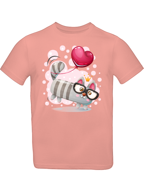 Cartoon Mini Katze mit Herzluftballon T-Shirt Kids SK