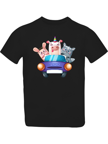 Camiseta infantil con estampado de dibujos animados de un cerdo, un conejo y un gato SK