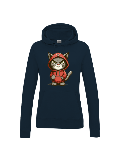 Girlie College Hoodie grimmige Katze