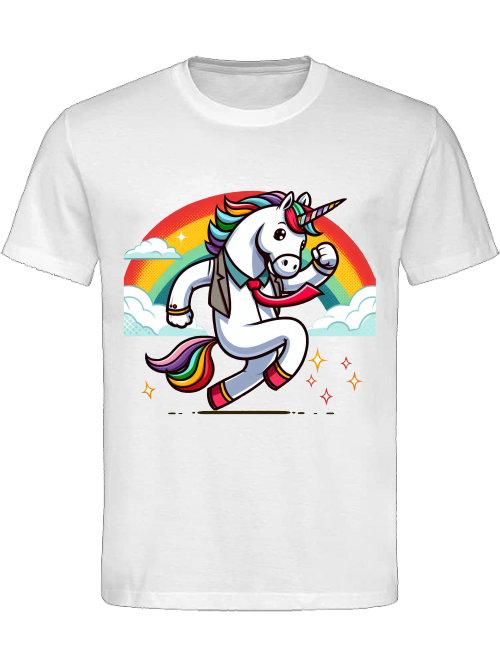 Heavy cotton t-shirt unicorn with rainbow