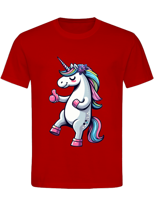 Heavy cotton t-shirt unicorn with thumbs up