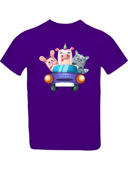 Camiseta infantil con estampado de dibujos animados de un cerdo, un conejo y un gato SK