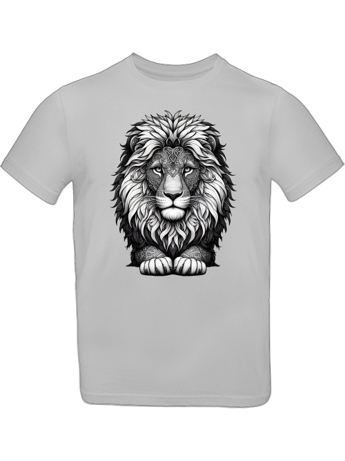 T-shirt kids mandala lion head in gray