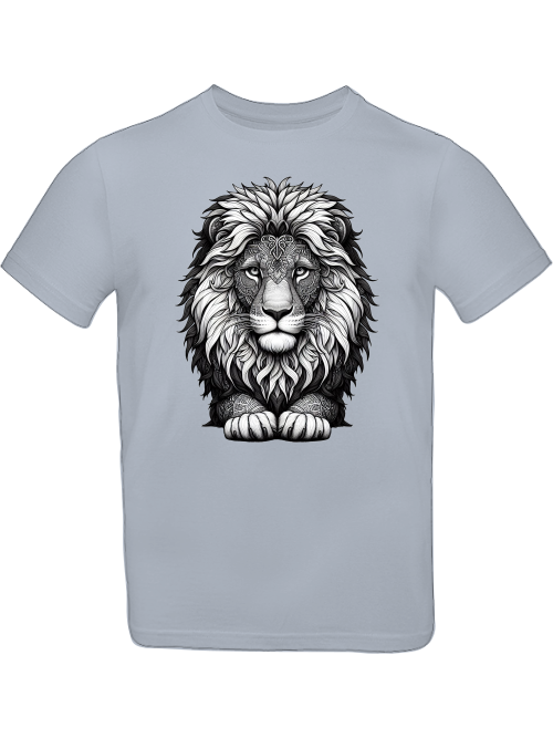 T-shirt kids mandala lion head in gray