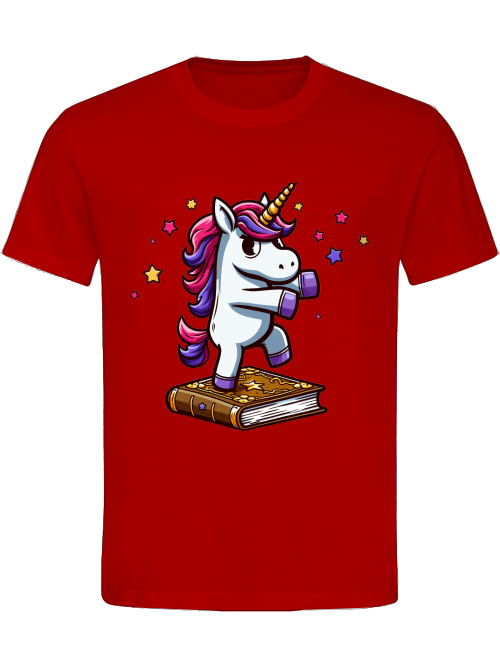 Heavy Cotton T-Shirt Unicorn dancing on book