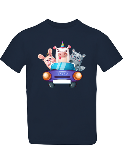 Camiseta infantil con estampado de dibujos animados de un cerdo, un conejo y un gato SK