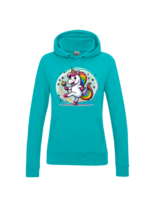 Girlie College Hoodie Einhorn tanzt mit Blase