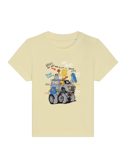 Monster Truck de dibujos animados con amigos - Camiseta Baby Creator