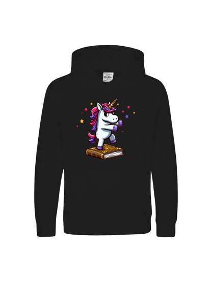Unicornio bailando sobre un libro - Sudadera con capucha premium para niños SK