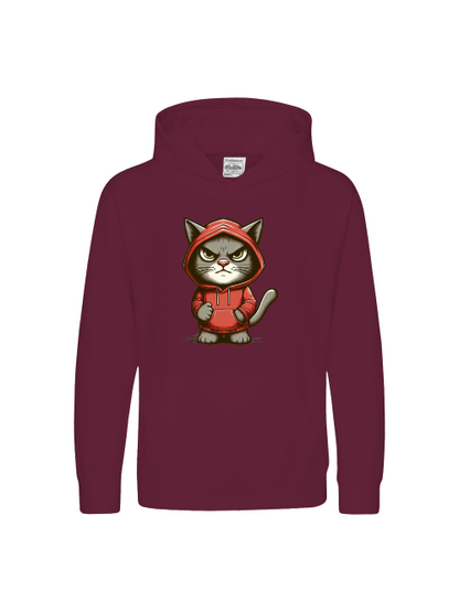 Sudadera con capucha premium para niños Dulce gato sombrío