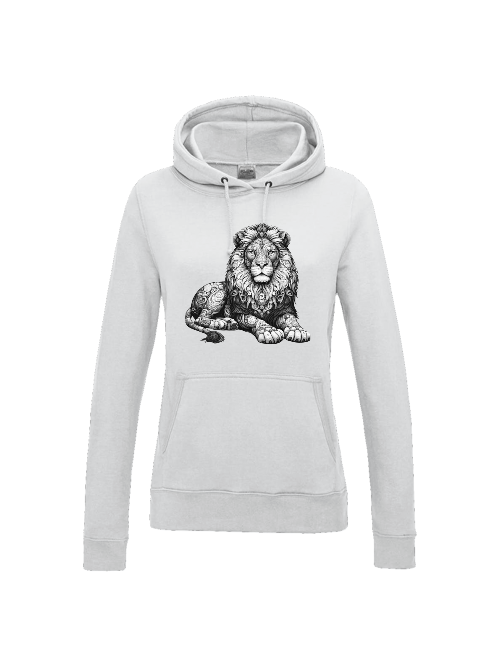 Girlie College Hoodie Mandala Löwe in grau