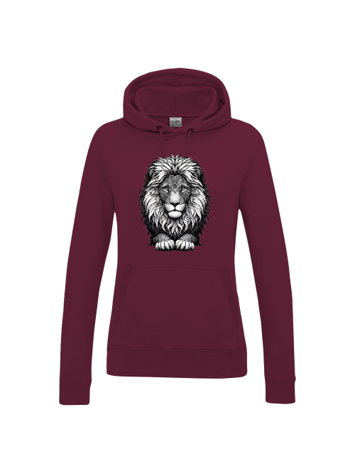 Girlie College Hoodie Mandala Löwenkopf in grau