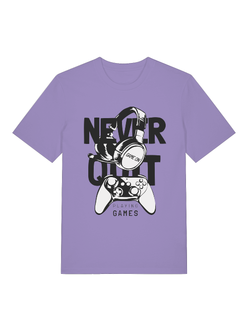 Never Quit Game on Playing Games Front - Unisex Erwachsenen Bio Baumwolle Kurzarm Shirt Creator T-Shirt 2.0 ST/ST SH