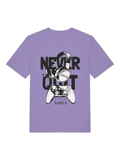 Never Quit Game on Playing Games Front - Unisex Erwachsenen Bio Baumwolle Kurzarm Shirt Creator T-Shirt 2.0 ST/ST SH