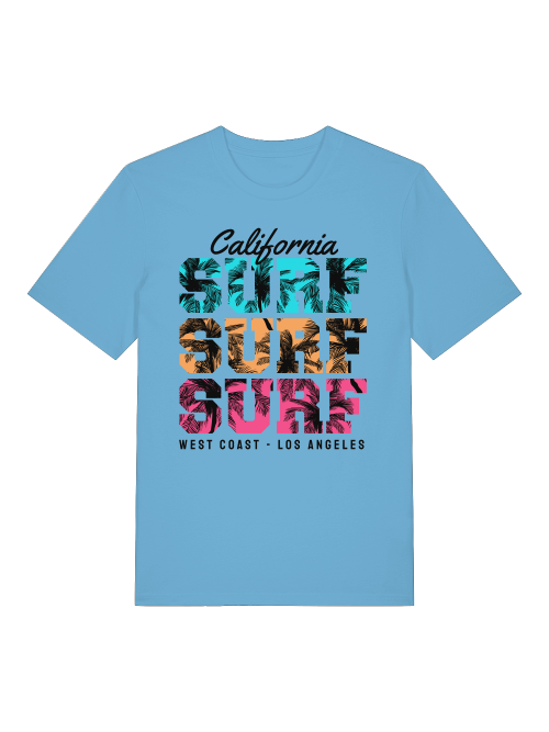 California Surf Sunset Front - Unisex Erwachsenen Bio Baumwolle Kurzarm Shirt Creator T-Shirt 2.0 ST/ST SH
