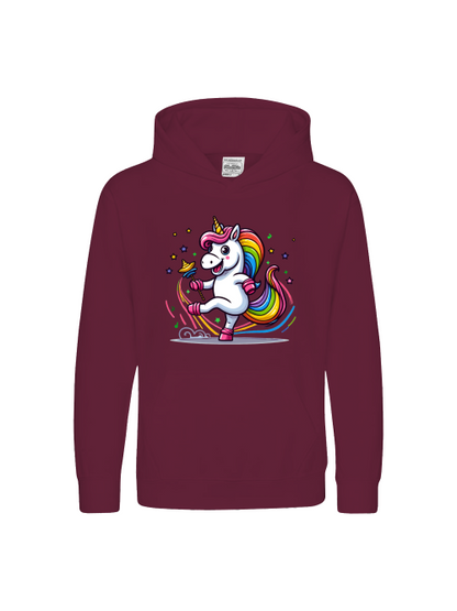 Sudadera con capucha premium para niños El dulce unicornio está bailando