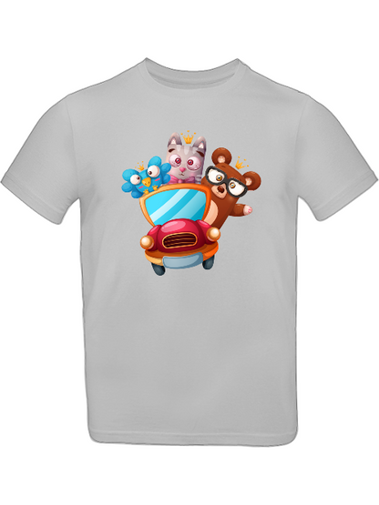 Cartoon Trio Vogel Baer Cat T-Shirt Kids SK