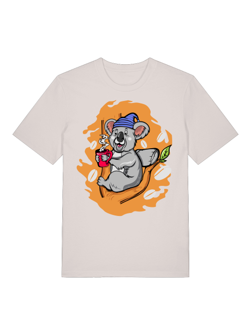 Koala Coffee Time Front - Unisex Erwachsenen Bio Baumwolle Kurzarm Shirt Creator T-Shirt 2.0 ST/ST SH