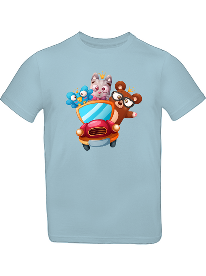 Cartoon Trio Vogel Baer Cat T-Shirt Kids SK