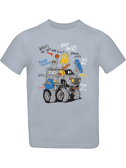 Camiseta de dibujos animados Monster Truck con amigos para niños